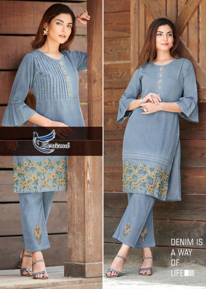 Seriema Kumb Westin Designer Denim Wholesale Party Wear Kurti Catalog
